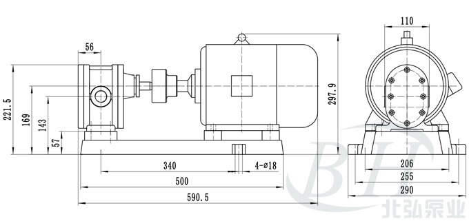 2CY-2.1/2.5齿轮油泵机组安装尺寸图